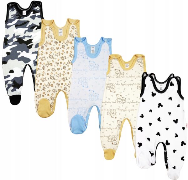 Śpioszki rozpinane 5 PAK chłopięce